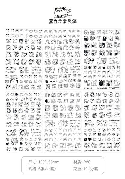 6Pcs/Lot Waterproof Cartoon Transparent Pvc Stickers DIY Hand Account Diary Decorative Stickers Kawaii Phone Cup Stickers