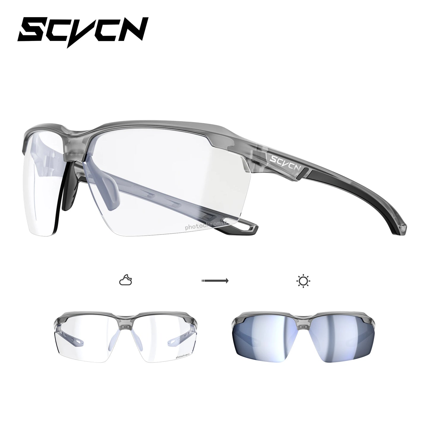 SCVCN Photochromic Cycling Sunglasses Bike Glasses Mountain Bicycle Hiking Golf UV400 Sports Glasses for Men Women Baseball