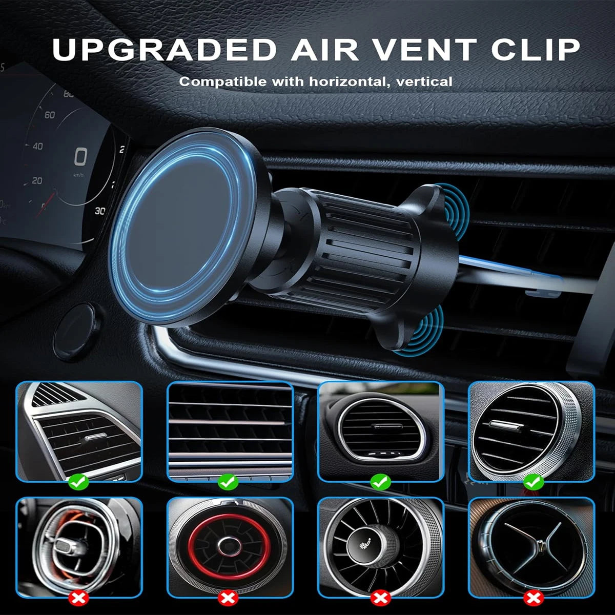 Upgraded 360° Magnetic Phone Holder Car for MagSafe Mount Magnetic Car Phone Mount, Air Vent Phone Holder Cell Phone Holder