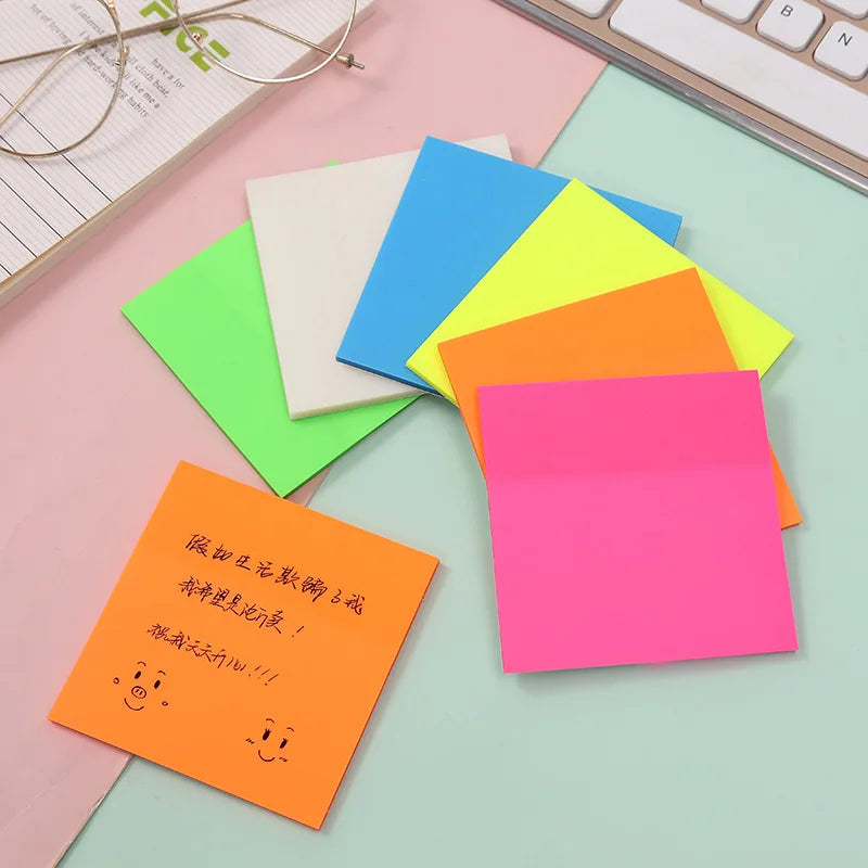 50 Sheets Creative Transparent PET Waterproof Sticky Notes Notepads - School Stationery & Office Supplies