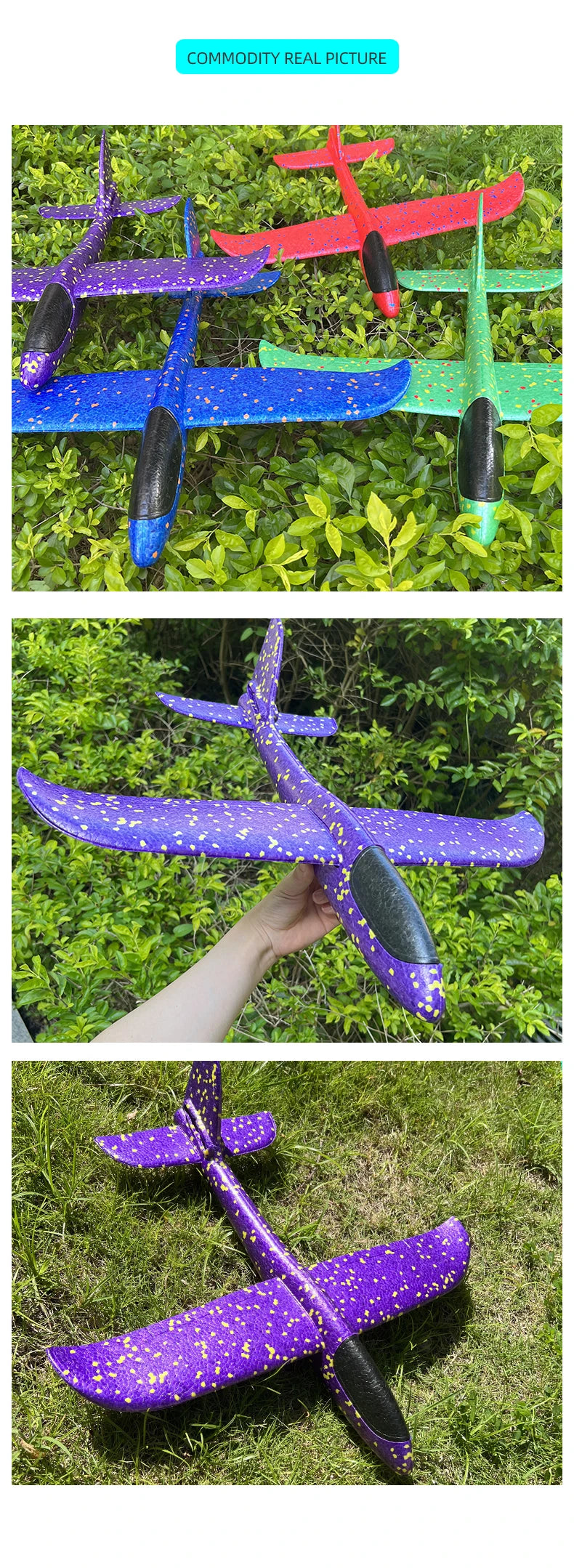 50/33CM Big Foam Plane Glider Hand Throw Airplane LED Inertial EPP Bubble Planes Outdoor Launch Kids Toys for Children Boys Gift