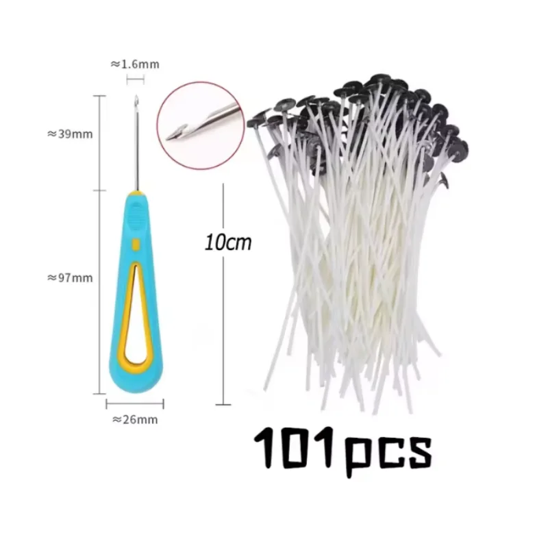 100pcs Waxed Cotton Candle Wicks Set with Stand Original Smokeless Candle Wicks Soy Oil Wax Core Woven Making Candles Supplies