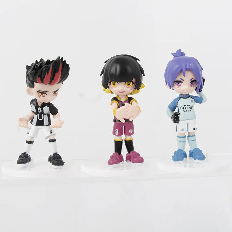 6pcs/set BLUE LOCK Isagi Yoichi Anime Figure Toys Collection Animation Model Cute Version Doll Desktop Ornaments