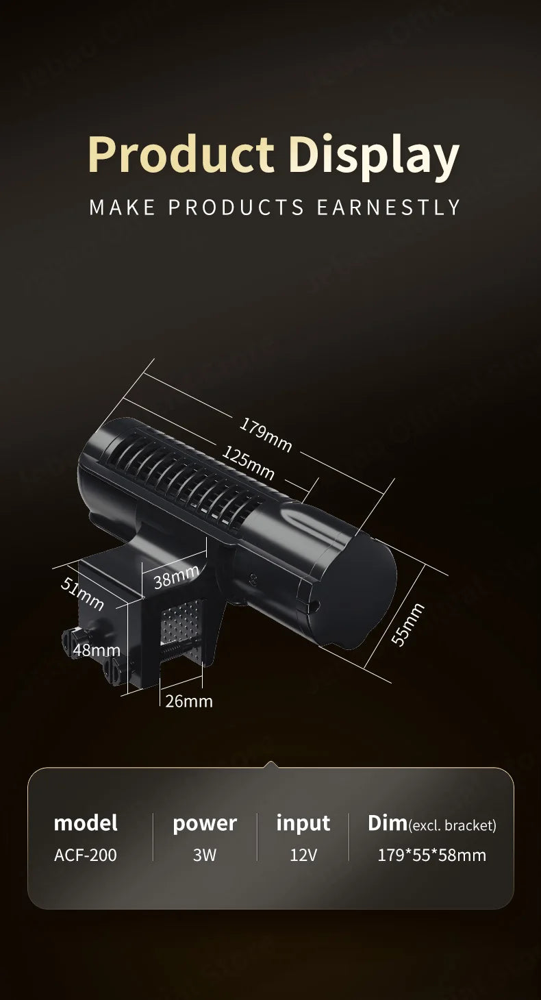 Jebao Jecod ACF Series Aquarium Cooling Fan - Mute Automatic Temperature Control Fan, 12V 3W