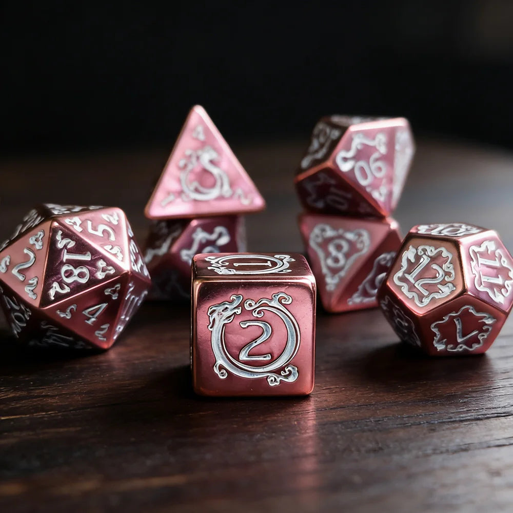 DND Dice 7Pcs/set Dragon Pattern Polyhedral Dices Role Playing D&D TRPG Board Game Dice As Gift Entertainment Accessories