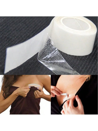 5 Meters/ Roll Waterproof Dress Cloth Tape Double-sided Secret Body Adhesive Breast Bra Strip Safe Transparent Clear Lingerie Ta