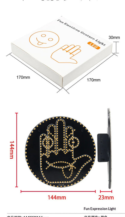 LED Hand Gesture Sign Middle Finger Sign Warning Brake Light Creative Fun Three Models Gesture Lamp Car Interior Rear Windshield