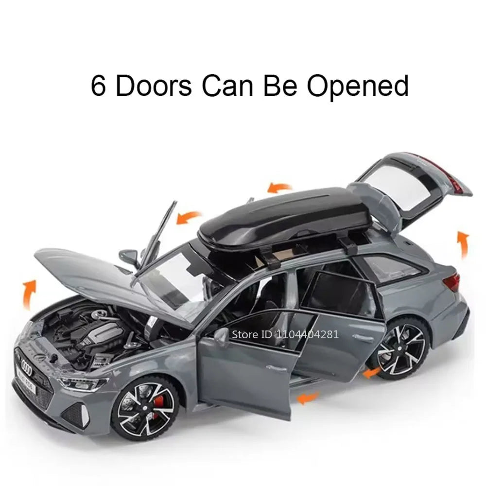 1:32 RS6 RS7 Alloy Miniature Models Diecast Car Toys 6 Doors Opened Sound Light Pull Back Metal Vehices Children's Holiday Gifts