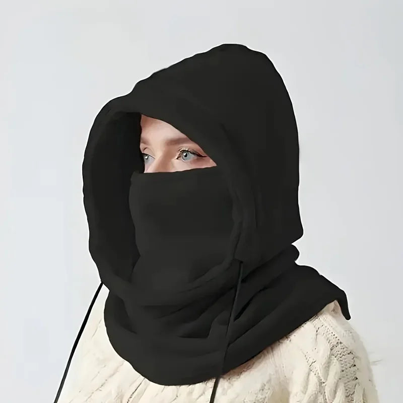 Unisex Winter Balaclava Hat - Windproof Mask with Drawstring, Motorcycle Riding Headwear Warm Winter Hat for Cold Weather