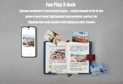 Original 100% Xiaomi ZINK Pocket Printer Paper Self-adhesive Photo Print 50pcs Sheets Xiaomi 3-inch Mini Pocket Photo Printer CN