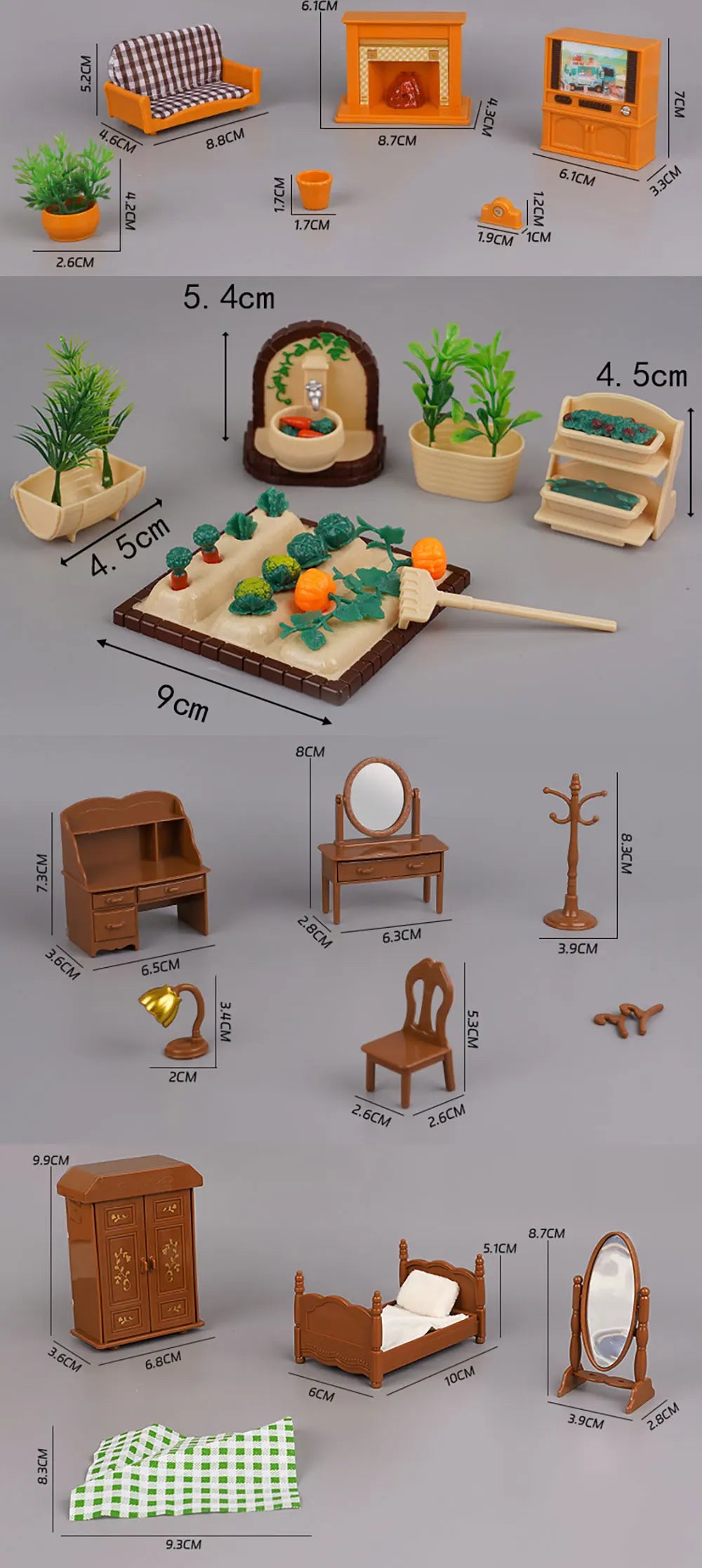 Miniature Furniture 1:12 Dollhouse Kitchen Livingroom Bedroom Set DIY Scene Doll Play Decoration Girl Toy House Gift