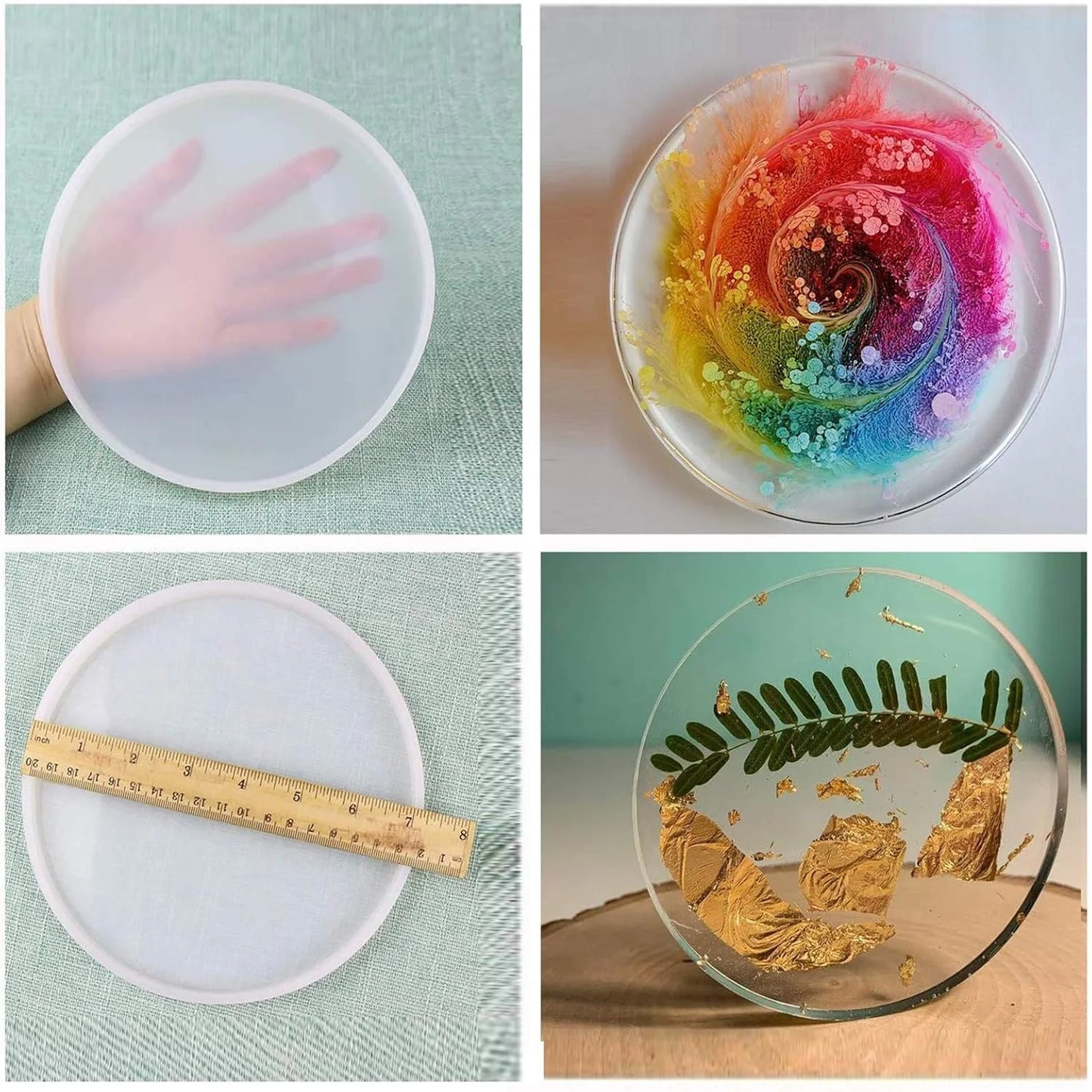Round Square Rectangle Heart Coaster Silicone Mold Epoxy Resin Mold for DIY Jewelry Storage Base Making Cup Tray Home Decoration