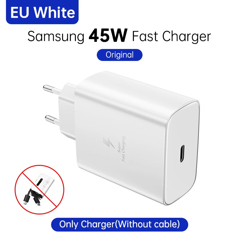 SAMSUNG Charger PD 45W Super Fast Charging Original 25W Wall Charger 5A Type C Cable Galaxy S26 S25 S24 S23 Ultra A54 A53 Note20