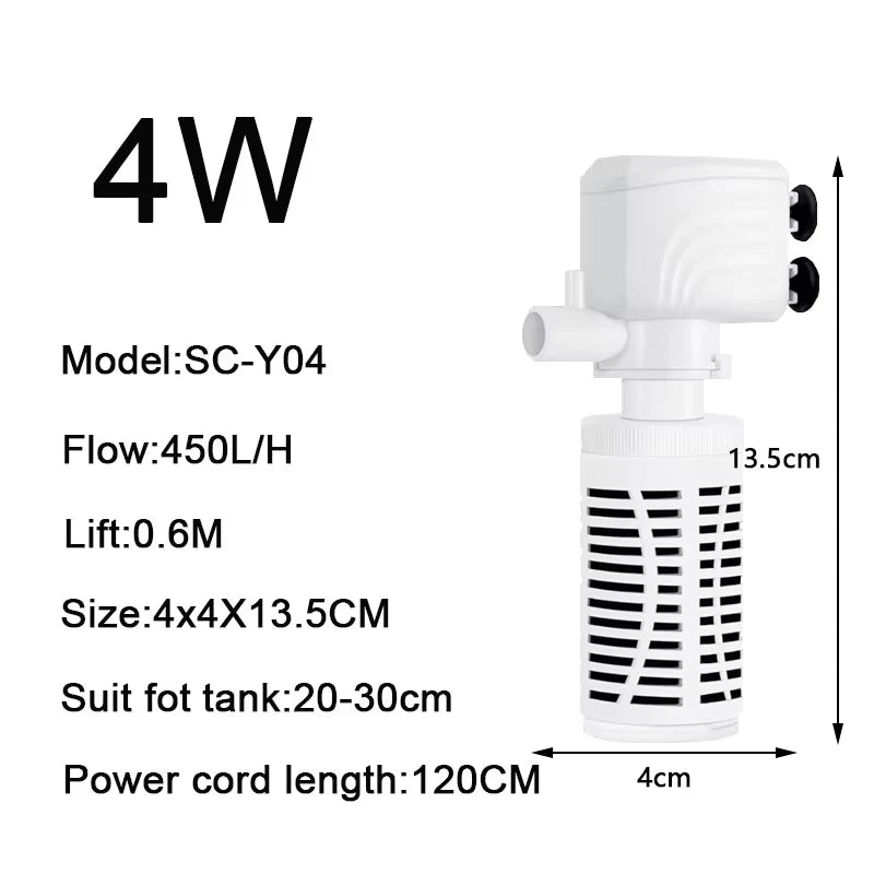 3 in 1 Aquarium Filter Pump Silent Fish Tank Submersible Air Oxygen Aerator Aquarium Air Pump Water Changer Pump Wave Maker 220v
