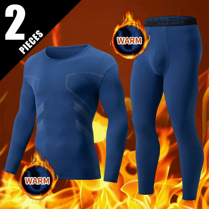 1/2-piece Autumn And Winter Men's Fashionable Printed Casual Sports Underwear Set Cycling And Running Plus Size Base Warm Suit