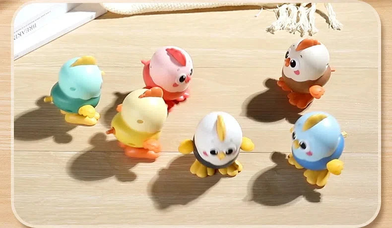 Clockwork toy chick on chain can walk cute animals