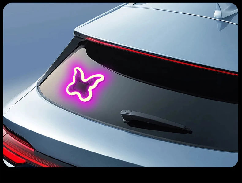 Universal Solar Atmosphere Light Heart-shaped Dynamic Gradient LED Fit Car Interior Ambient Light Decoration Accessory RGB