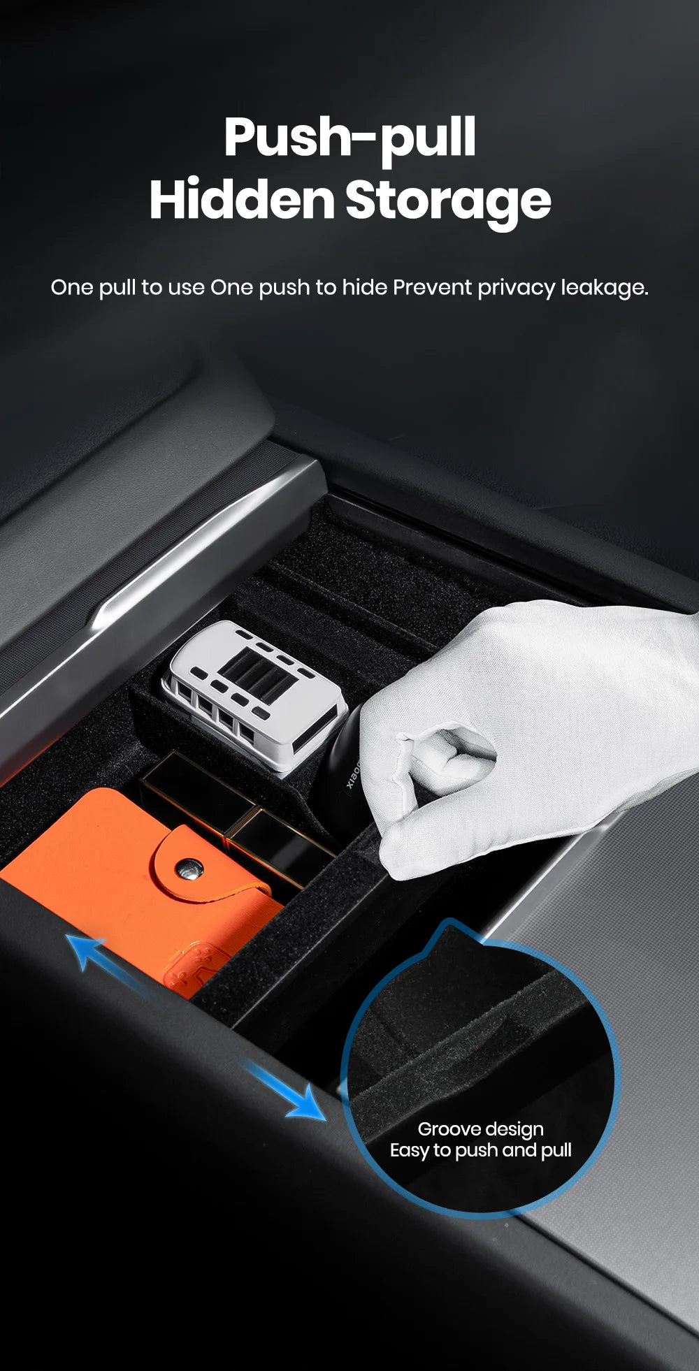 YZ For Tesla Model 3 Highland 2024 Model Y Juniper 2025 Storage Box Center Armrest Hidden Box Cup Holder Organizer Accessories