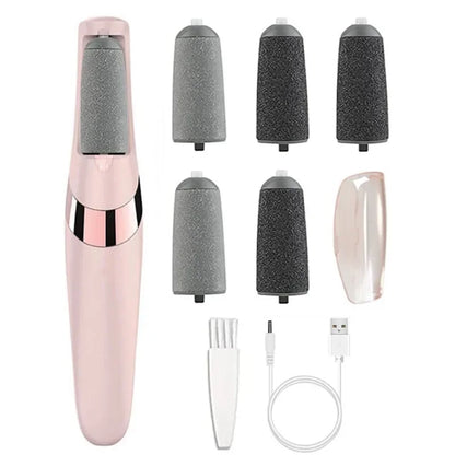 NEW in USB Electric Dead Skin Pedicure Automatic Foot Grinder Rechargeable Roller Feet Pedicure Tool with Removable Roller Heads