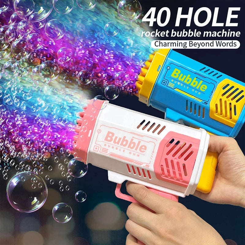 40 hole handheld massive foaming space light bubble machine electric children's toys without battery without bubble water