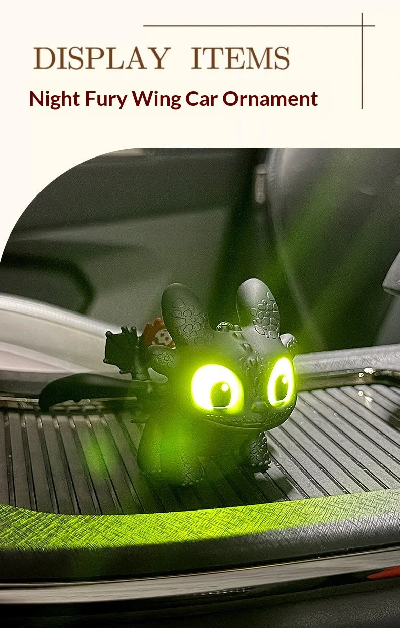 Genuine Cute Glowing Toothless Car Interior Ornament, Night Fury Wings Can Move Car Dashboard Decoration  Car Hanging Accessory