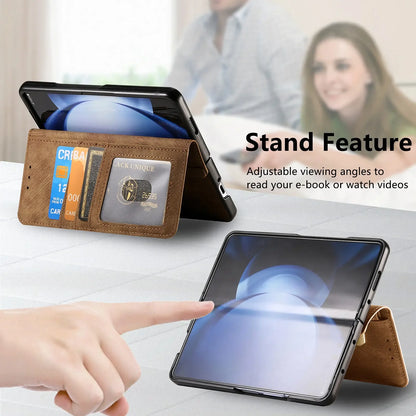 2 in 1 Magnetic Zipper Cards Solt Wallet Leather Case For Samsung Galaxy Z Fold 8 ultra 7 6 5  Wireless Charging Bag Purse Cover
