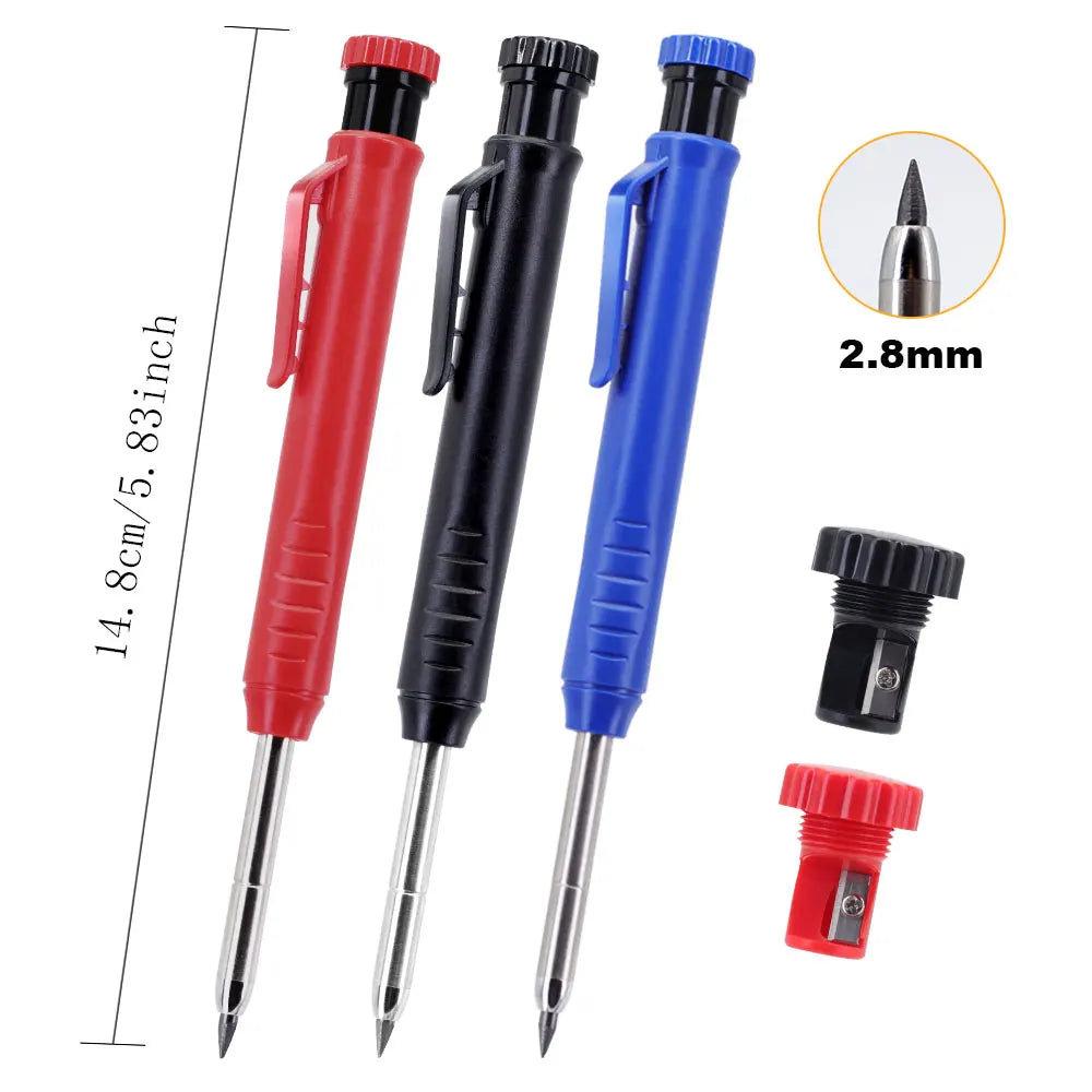 6Pcs Engineering Drawing Woodworking Marking Mechanical Pencils, 2.8mm Long Head Carpenter Pencil, Applicable Construction Works