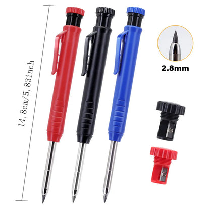 6Pcs Engineering Drawing Woodworking Marking Mechanical Pencils, 2.8mm Long Head Carpenter Pencil, Applicable Construction Works