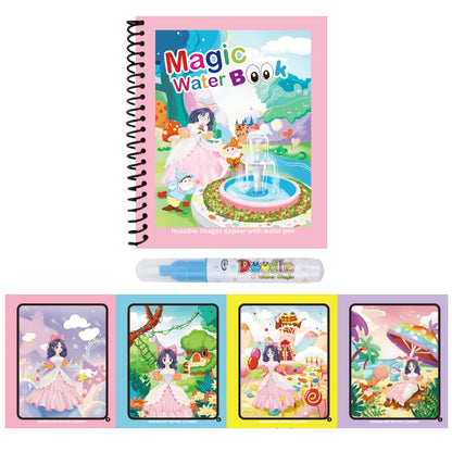1pc Reusable Water Drawing Book Magic Water Book Mess-Free Magic Painting Pad with Refillable Water Pen Learning  Education Toy