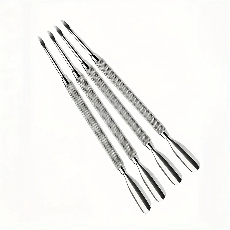 1/2/4pcs Stainless Steel Cuticle Pusher,Sharp Edge Spoon Shaped Dual Ended Cuticle Pusher Remover Cleaner,Manicure Pedicure Tool