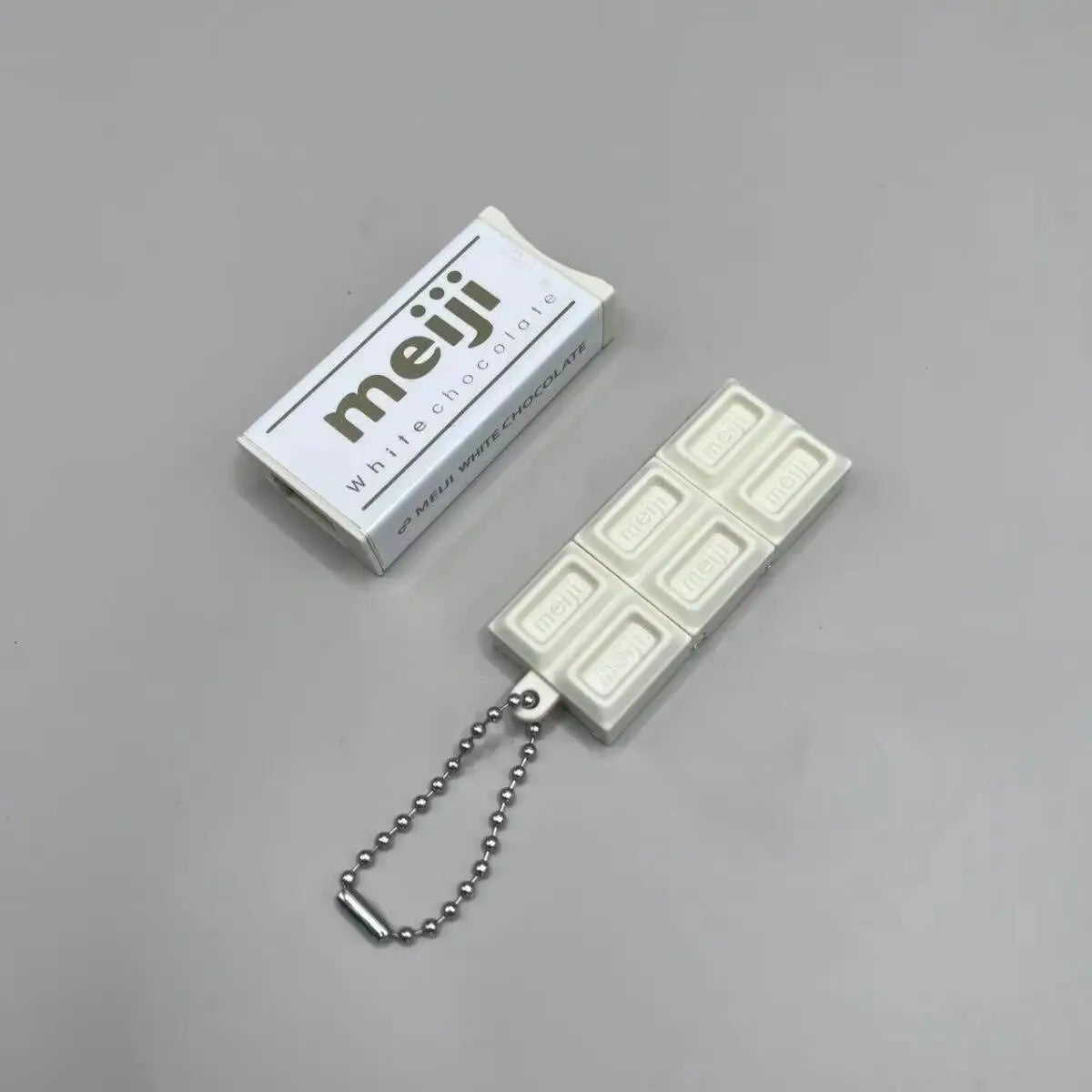 Hot Japanese Style Simulated Meiji Chocolate Fidget Toy Bendable Snap Stress Relief Keychain Pendant Creative Gift S