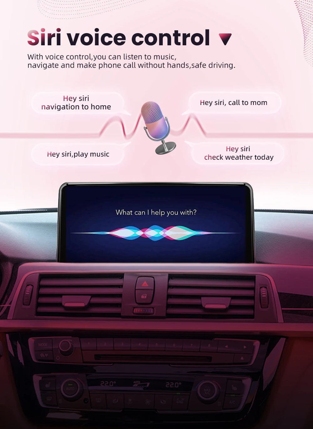 BONROAD Wireless Carplay Android auto Multimedia Player Car Radio For BMW 3 Series E90 E91 E92 E93 Touch Screen With Bluetooth