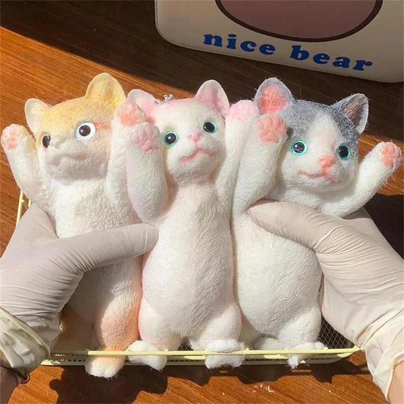 Cat Squishy Squeeze Toys Kawaii Handmade Cat Animal Fufu Sensory Toys Party Favors Gifts for Adults Kids