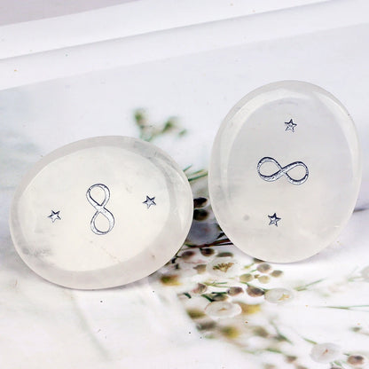 Crystal Worry Stone Double Plane Shaped Piece Inspirational Palm Stone, Engraved With Words To Relieve Worries Jade Energy Stone