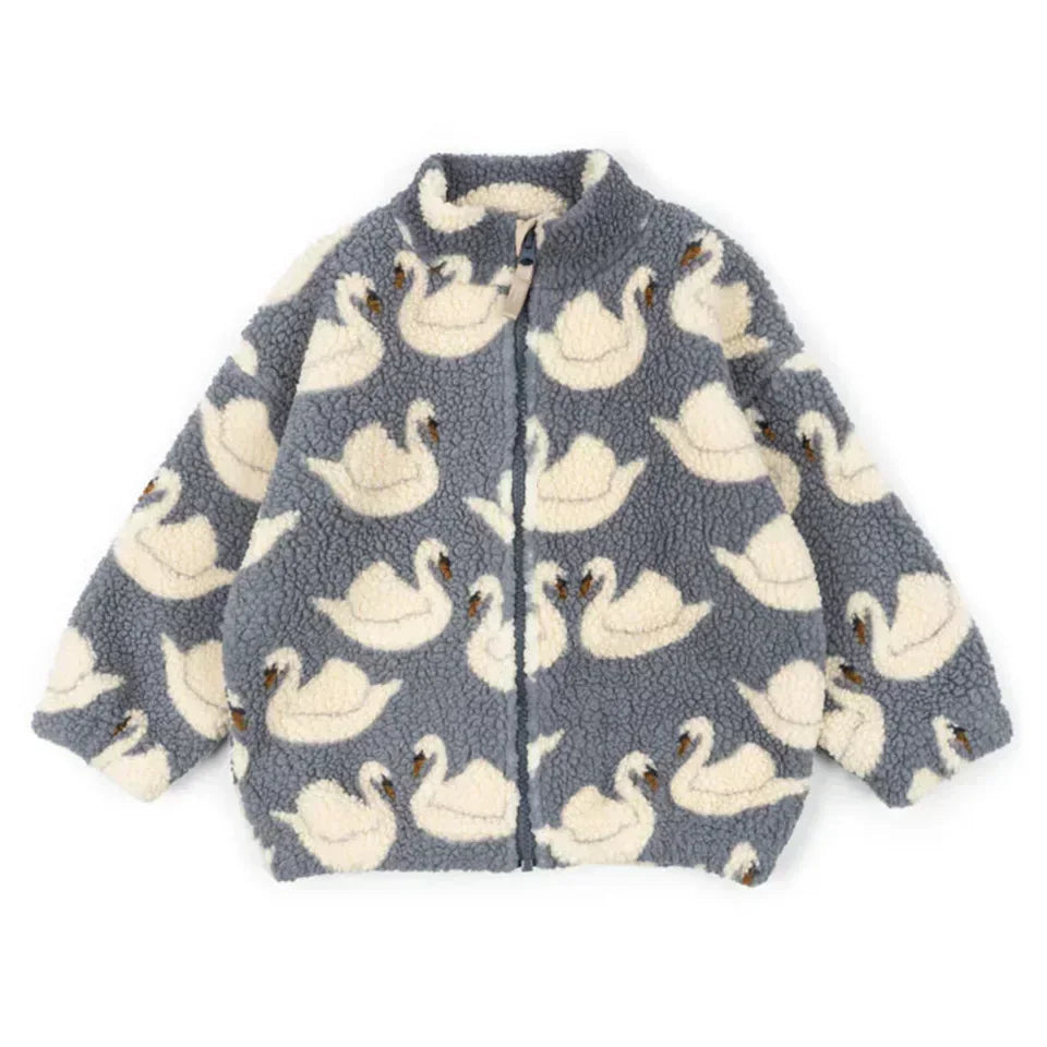 2026 KS Brand Winter Baby Girls Boys Lambswool Cherry Jackets Kids Clothes Boys Sequin Cartoon Outerwear Children's Coats 1-9Yrs