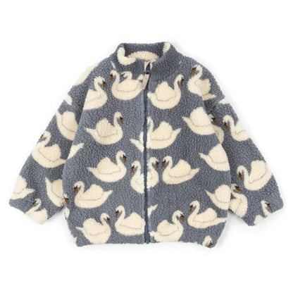 2026 KS Brand Winter Baby Girls Boys Lambswool Cherry Jackets Kids Clothes Boys Sequin Cartoon Outerwear Children's Coats 1-9Yrs