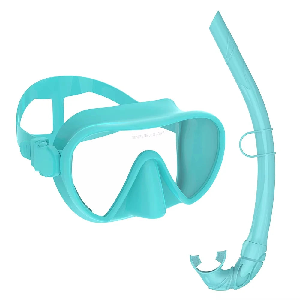 Frameless Diving Mask Wet Snorkel Set Low Internal Volume Pure Soft Silicone Swimming Training Diving Glasses Adjustable