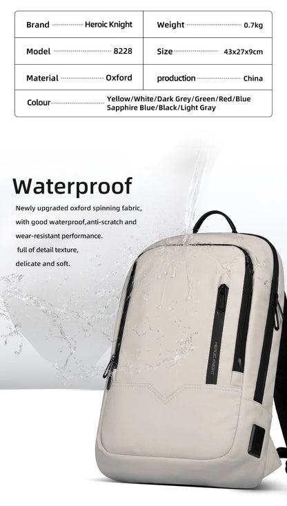 Heroic Knight Men's Daily Laptop Backpack Lightweight Minimalist Commute Office Daypack Women Waterproof Business Trip Schoolbag