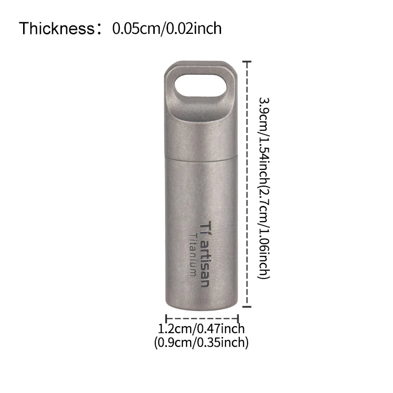 Tiartisan Pure Titanium Sealed Mini Pill Box  Outdoor Travel Waterproof Small Tool Parts Container Multi-Purpose EDC Tool