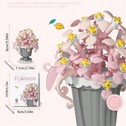 KNEW BUILT Mini Flower Bouquet 3D Model Building Blocks Ideal Holiday Gift for Girls or Versatile Decoration Kids Toys