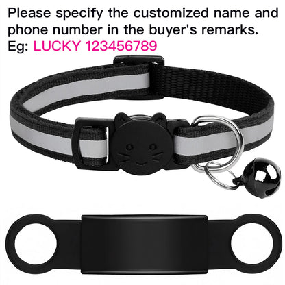 Customized Pet Collar Reflective Cat Collars Free Engraved Puppy Kitten Pet ID Nameplate Necklace With Bell Anti-lost For Cats