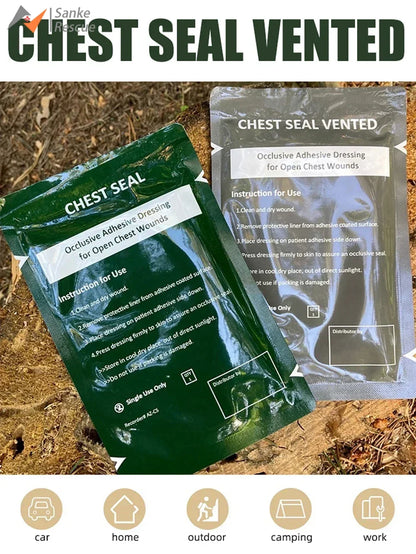 Chest Seal Life-Saving Wound Care for Emergency or Tactical Situations Advanced Adhesive Sterile Transparent Lightweight Vent