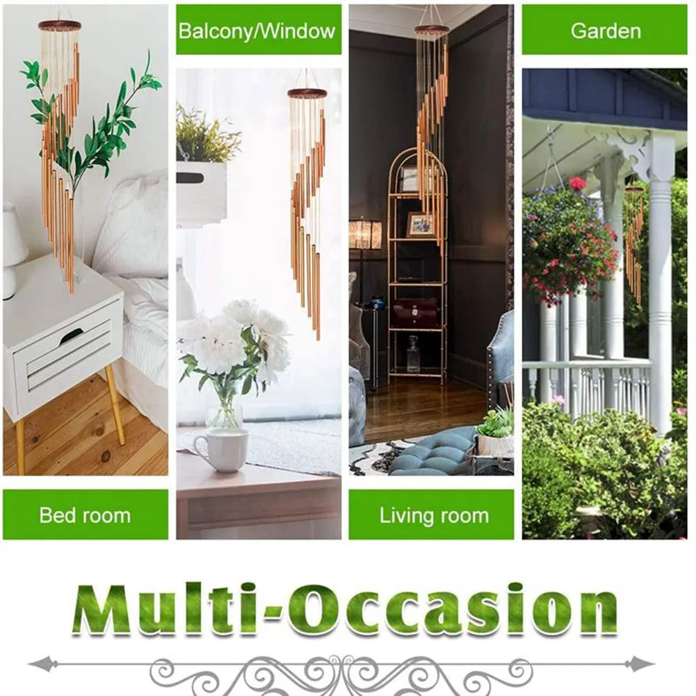 12 Tubes Wind Chimes Aluminum Tube + Pine  Metal Pipe Wind Chimes Bells Decor Outdoor Yard Decoration Large Wind Chimes Bells