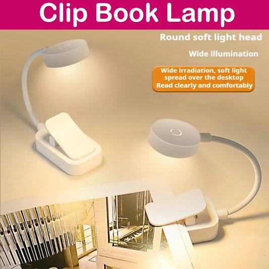 Mini Clip Book Lamp LED Table Lamp Eye Protection 3 Colors Battery Powered Night Light Portable Bedside Student Reading Lamp
