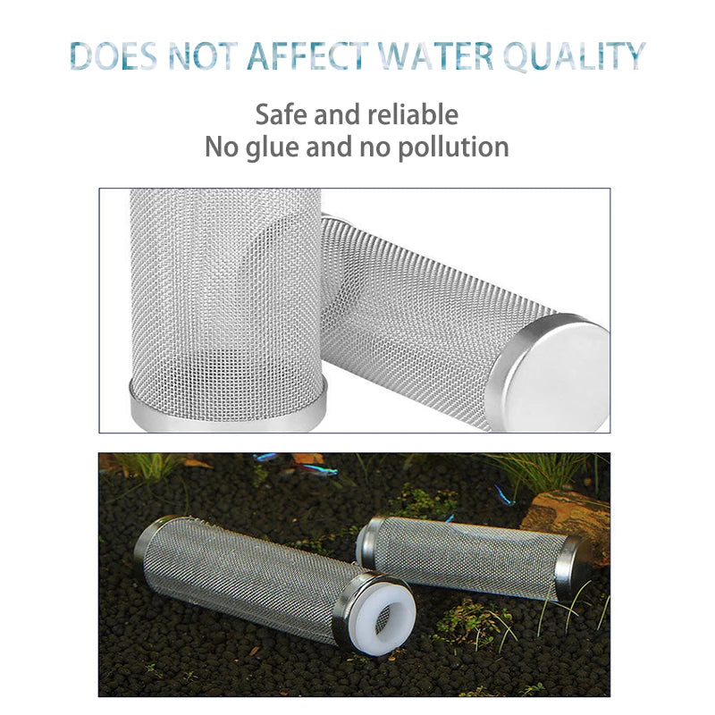 Fish Tank Filter Stainless Steel Inlet Case Mesh Shrimp Nets Special Cylinder Filters Inflow Inlet Protect Aquarium Accessories