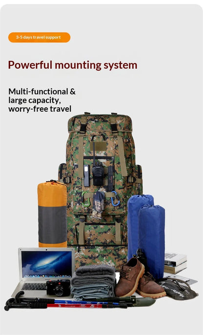 Homefish 80L/100L Large Mountaineering Backpack Outdoor Climbing Bag Tactical Rucksack Hiking Camping Travel Backpack