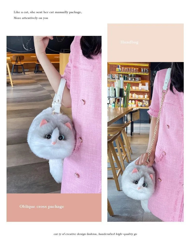New Cute Popular Cat Small Bag Smooth Hand Feeling Not Easy To Lose Hair Hundred Mobile Phone Net Red Chain Crossbody Bag