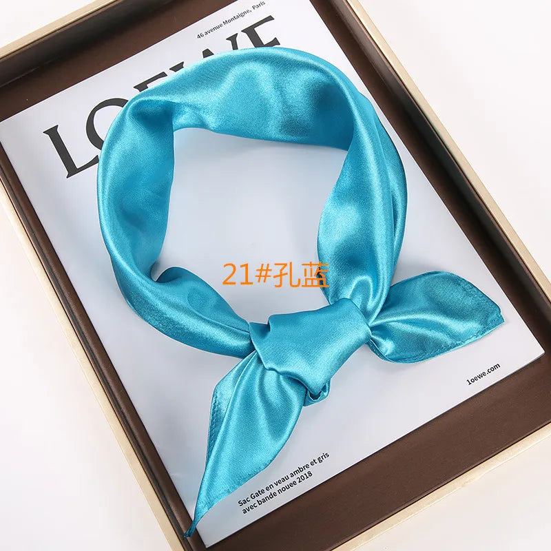 New Solid 60x60cm Square Scarf Single Imitation Silk Bright Light And Satin Performance Scarves Party Gift