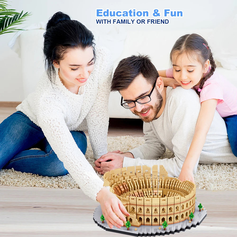 KNEW BUILT Euro Constrution Roma Colosseum Micro Mini Building Blocks for Adult Child Toys Set Arc Triomphe Louvre Big Ben Brick