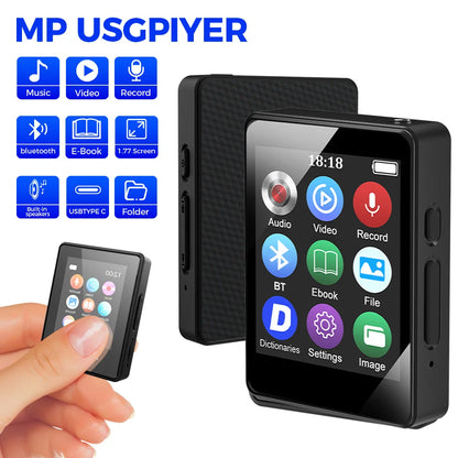 Portable Bluetooth 5.0 MP3 Player With LED Screen Music Stereo Speaker Mini MP4 Video Playback FM Radio Recording For Walkman